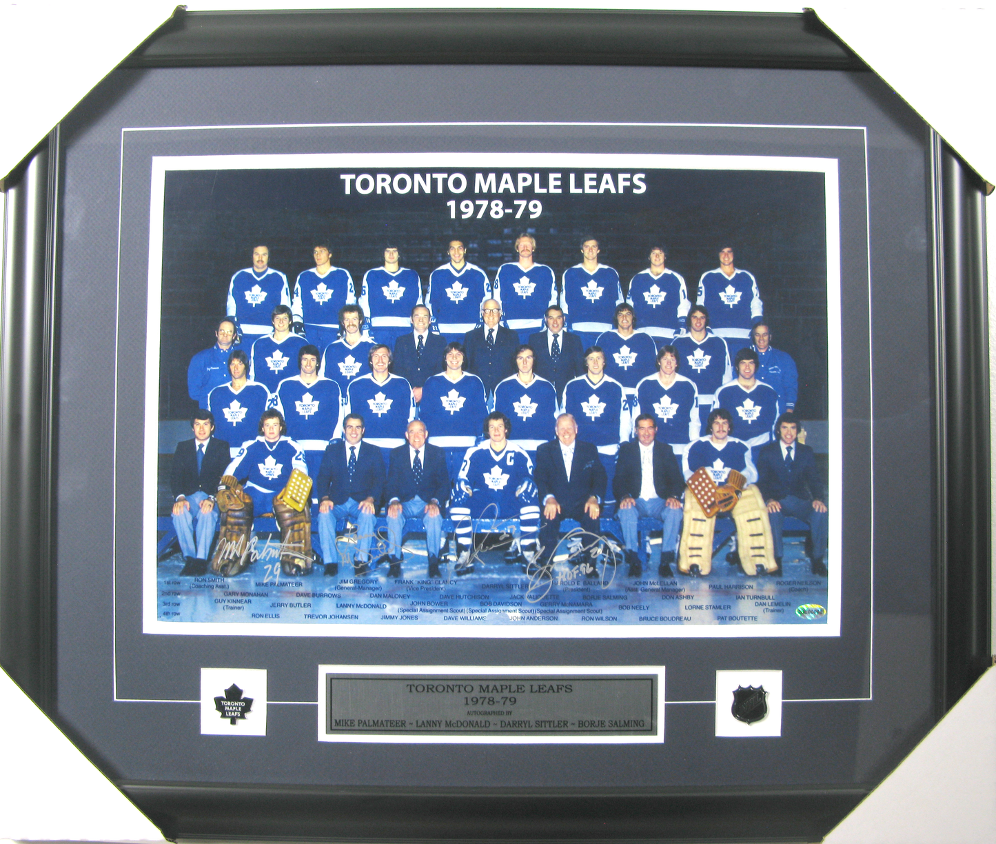 Toronto Maple Leafs 1978–79 Framed Team Photo – Multi-Signed by Palmateer, McDonald, Sittler & Salming