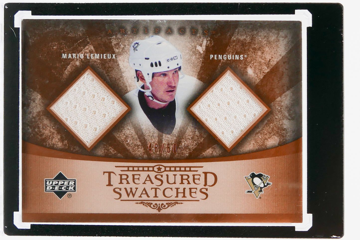 2007-08 Upper Deck Artifacts Mario Lemieux Treasured Swatches Dual Game-Used Jersey /50 Penguins