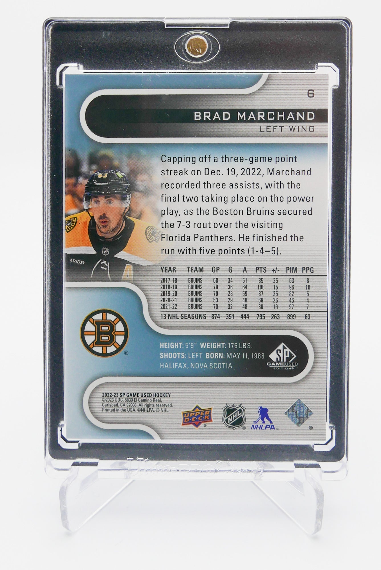2022-23 SP Game Used Brad Marchand #6 /63 Boston Bruins - Veteran Left Wing