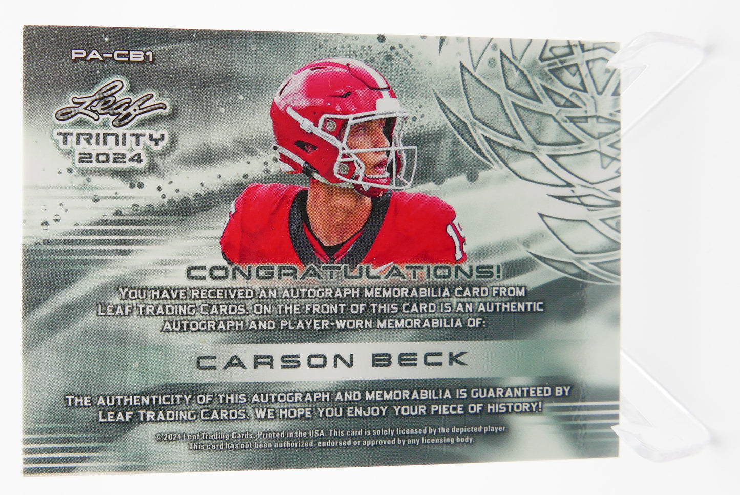 2024 Leaf Trinity Carson Beck Auto Patch RC #88/99 Bulldogs Rookie Autograph Jersey SSP