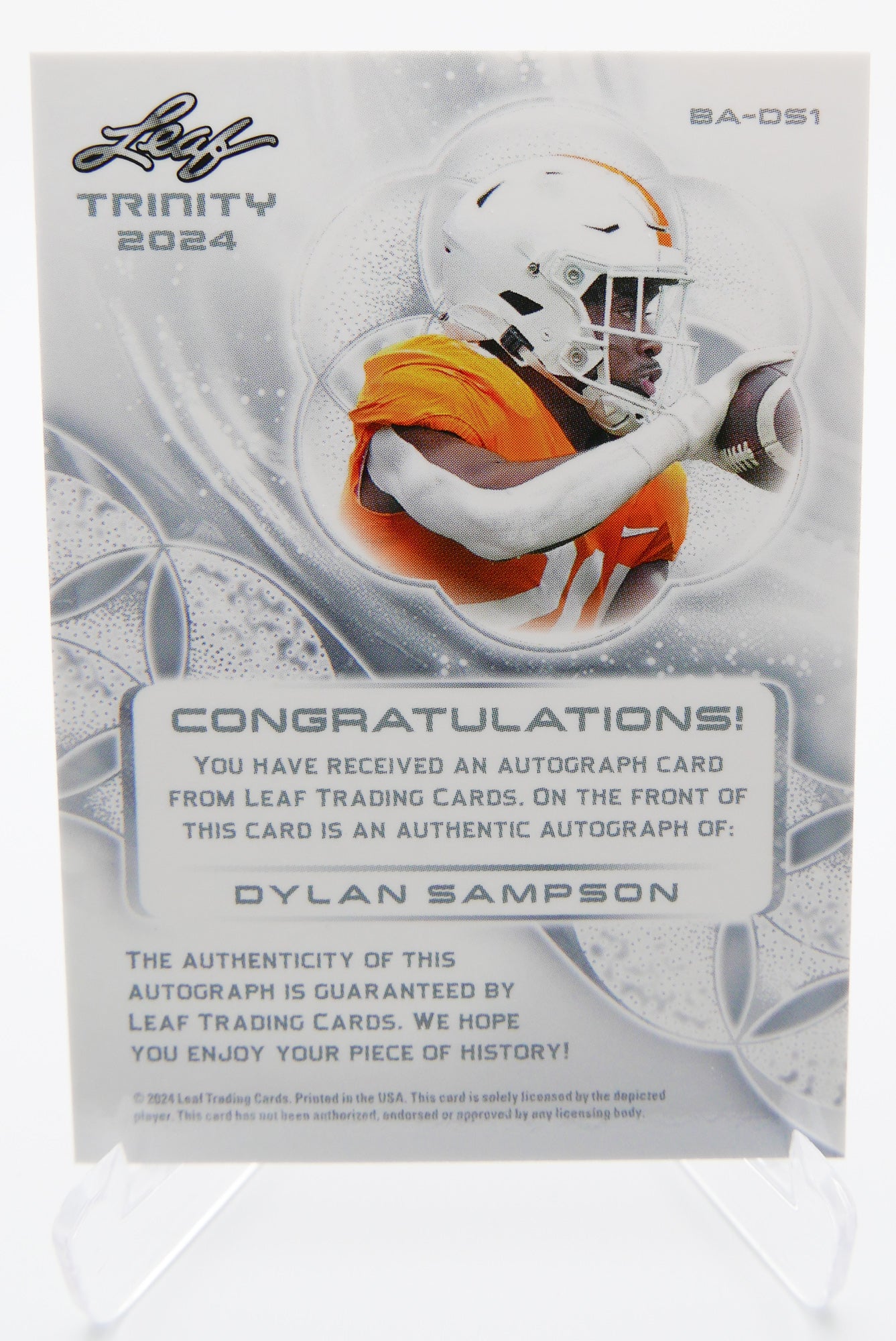 2024 Leaf Trinity Dylan Sampson Auto RC Rookie Orange Parallel #89/99