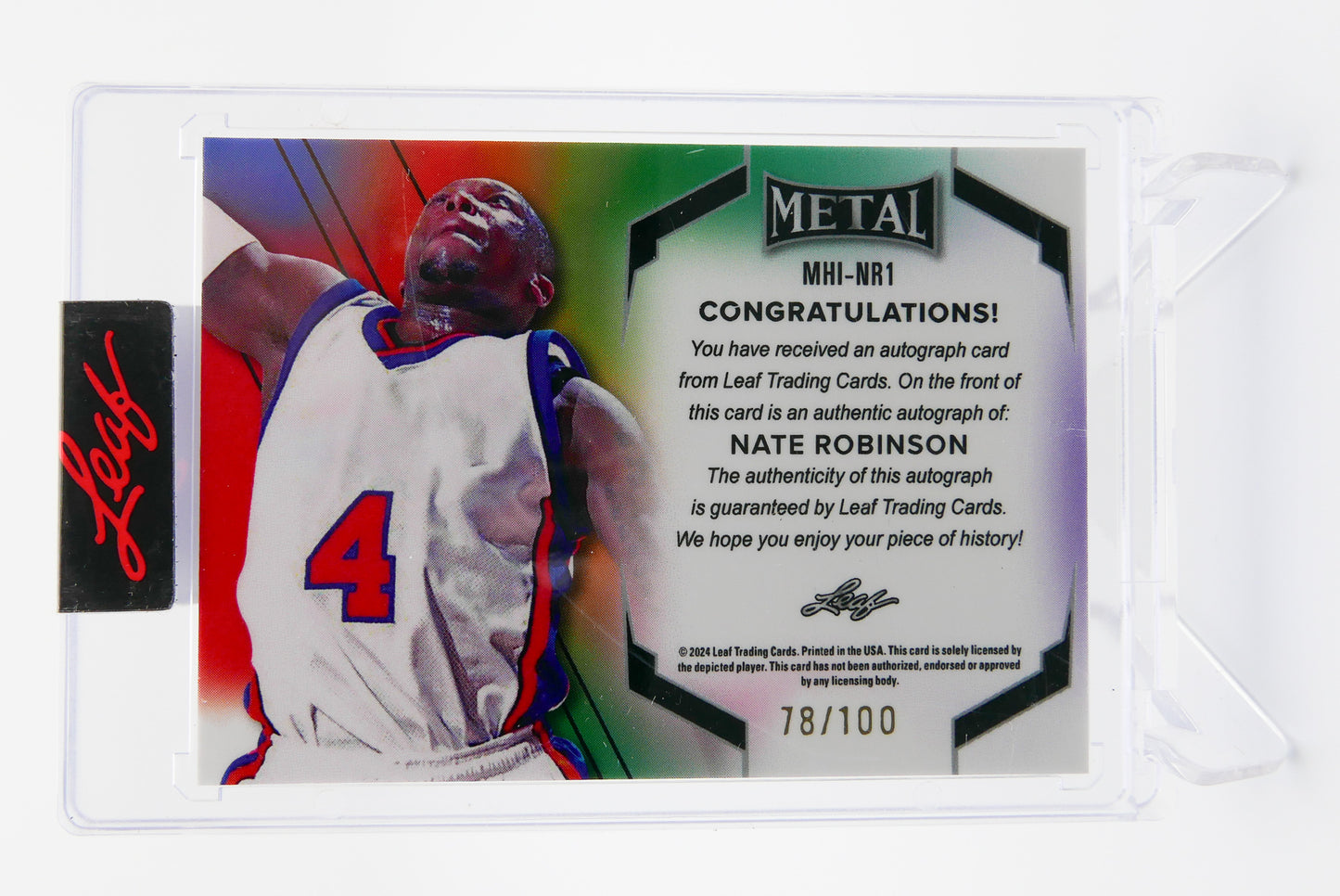 2024 Leaf Metal Nate Robinson Auto 78/100 “Kryptonate” Inscription RC NBA Dunk Champ