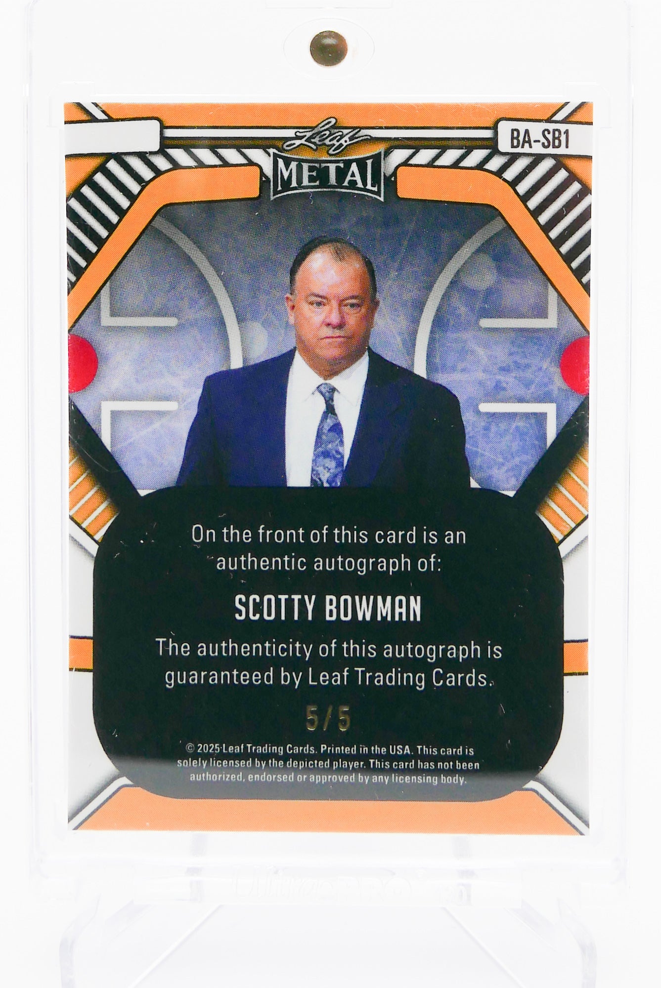2025 Leaf Metal Scotty Bowman Auto #BA-SB1 – Pink Parallel /5 – Hall of Fame Coach