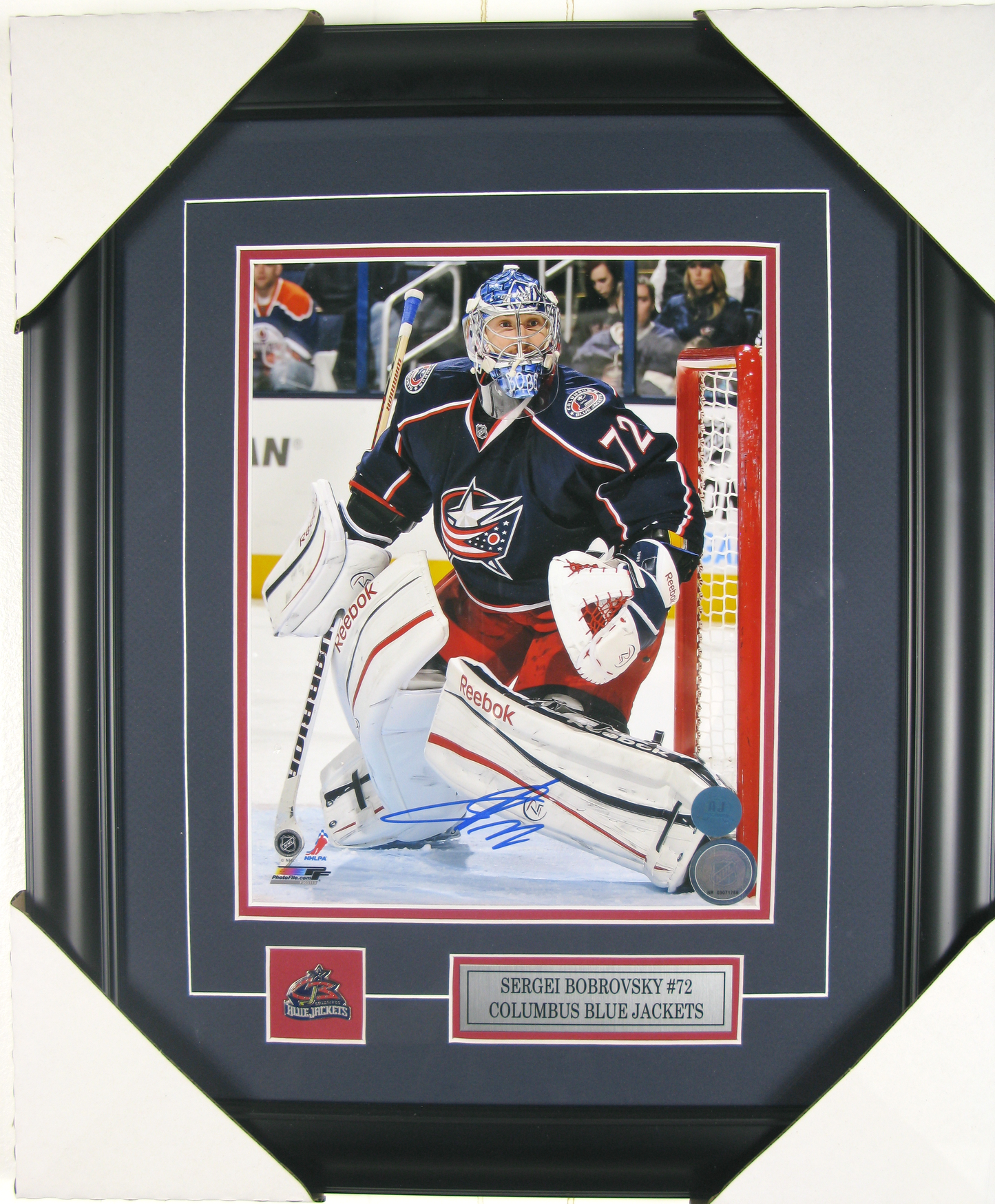 Sergei Bobrovsky Autographed 8x10 – Columbus Blue Jackets – Framed Goalie Display