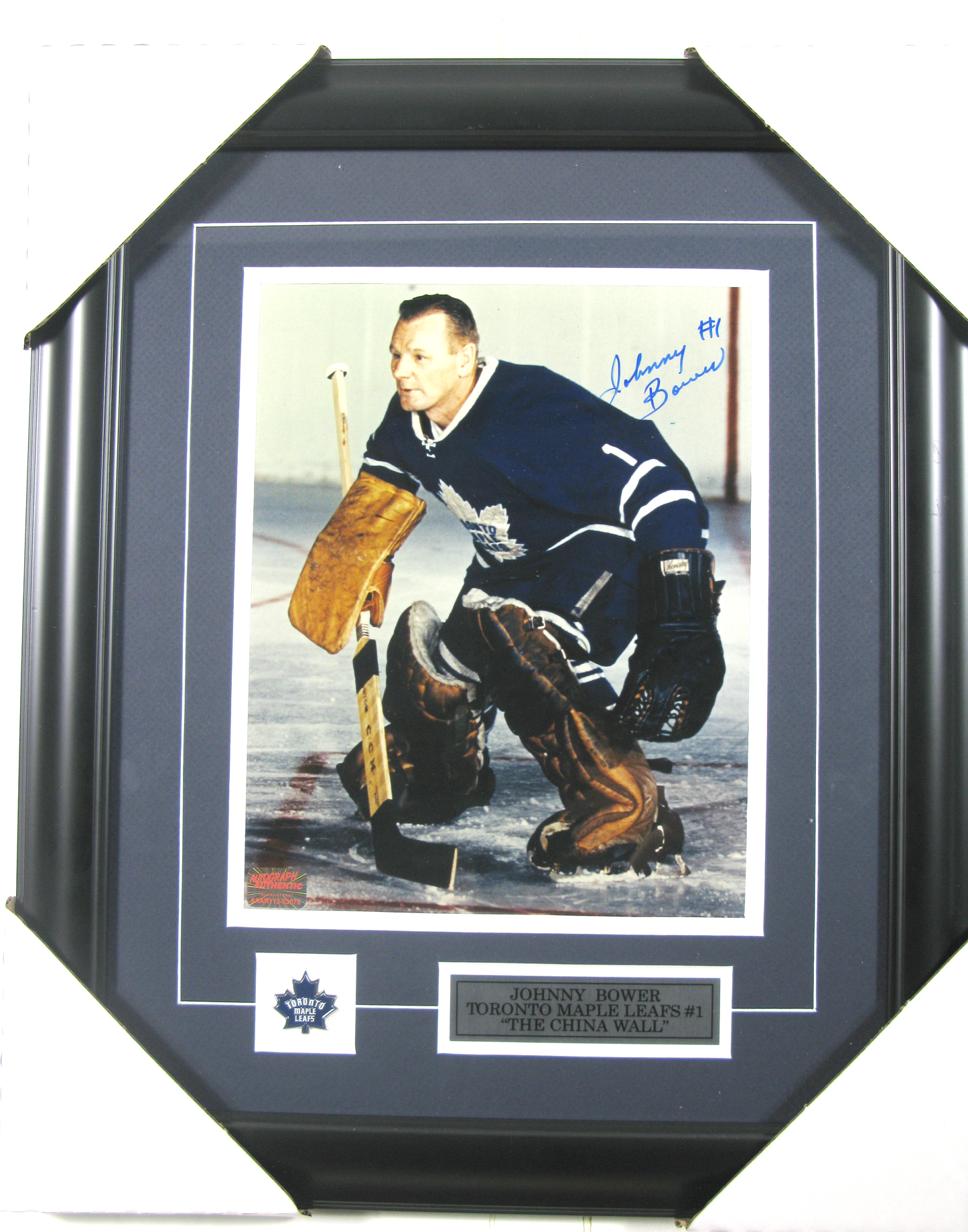 Johnny Bower Signed “The China Wall” Framed Photo – Toronto Maple Leafs #1