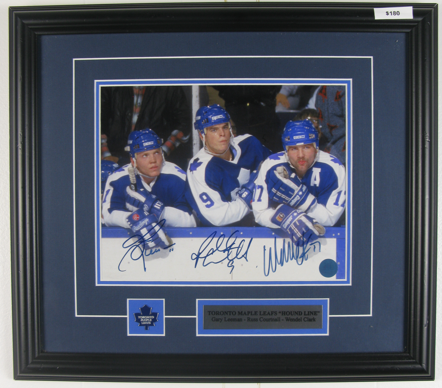 Toronto Maple Leafs “Hound Line” Signed 11x14 – Leeman, Courtnall, Clark – Autographed Framed Display