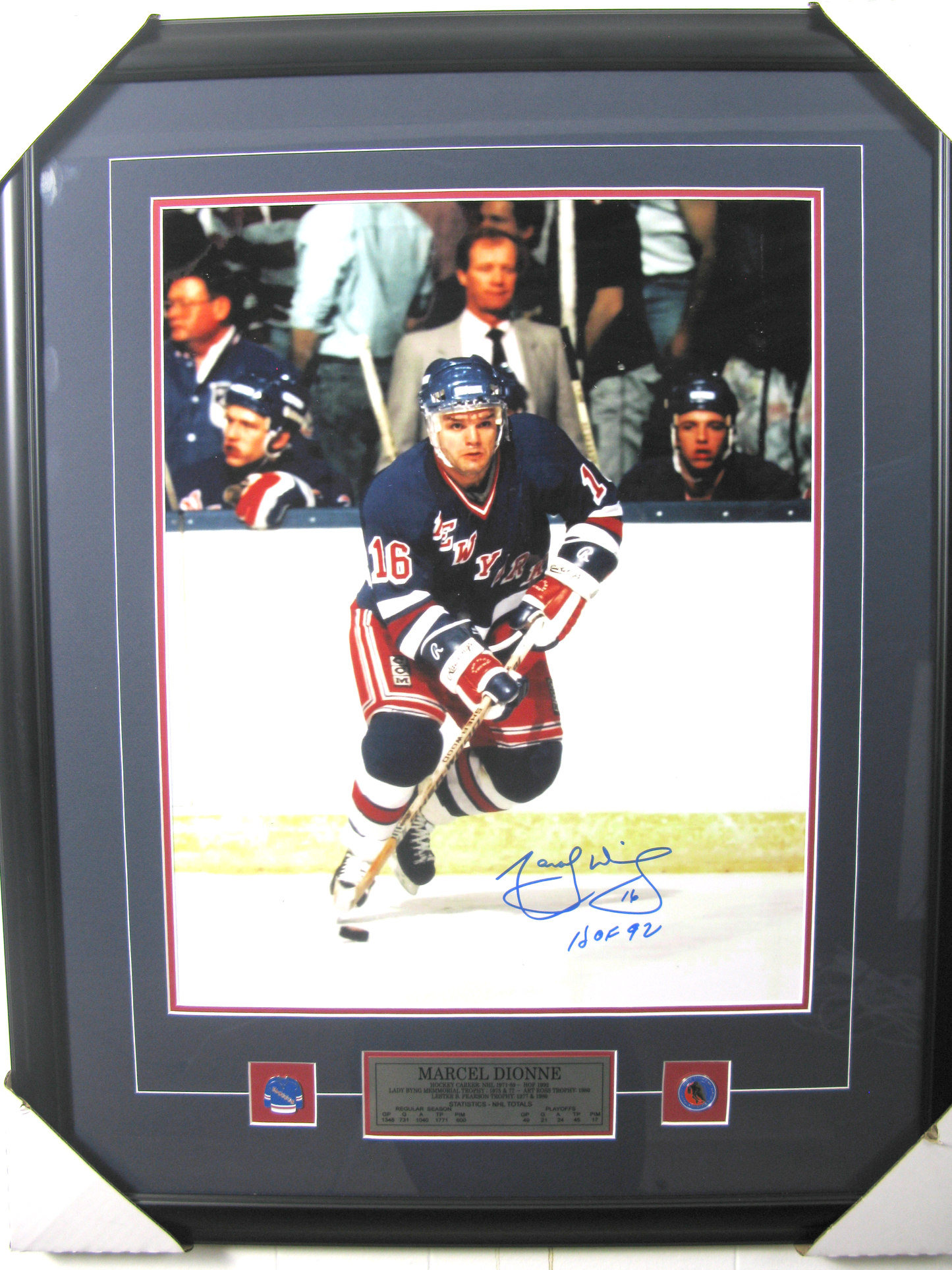 Marcel Dionne Autographed Framed Photo – New York Rangers Legend (#16, HOF ’92)