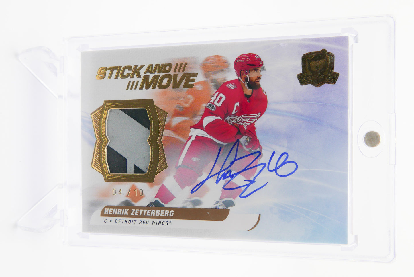 2020-21 The Cup Henrik Zetterberg Stick and Move Auto Patch 4/10 - Red Wings