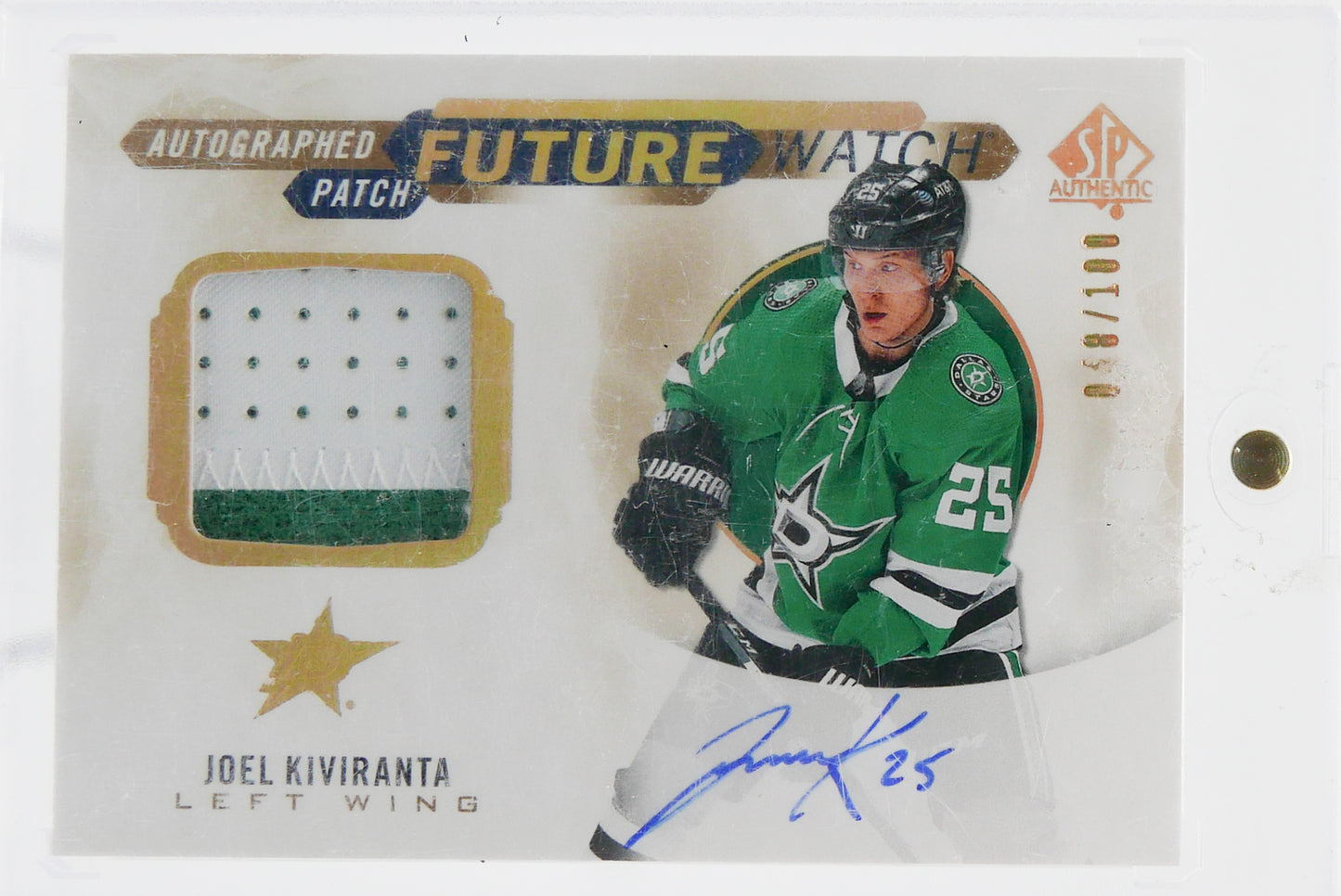2020-21 SP Authentic Future Watch Auto Patch /100 Joel Kiviranta RC RPA Stars