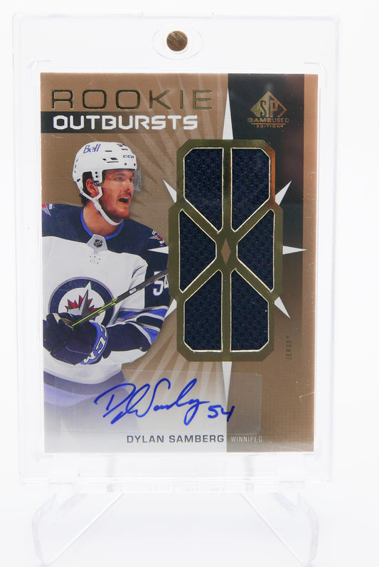 2022-23 SP Game Used Dylan Samberg Rookie Outbursts Jersey Auto - Winnipeg Jets