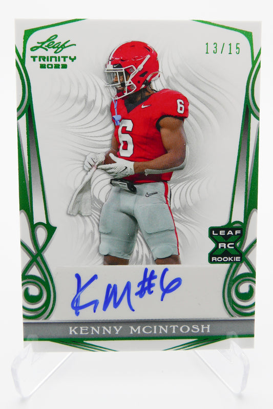 2023 Leaf Trinity Kenny McIntosh Auto Rookie Card Green 13/15 RC Autograph