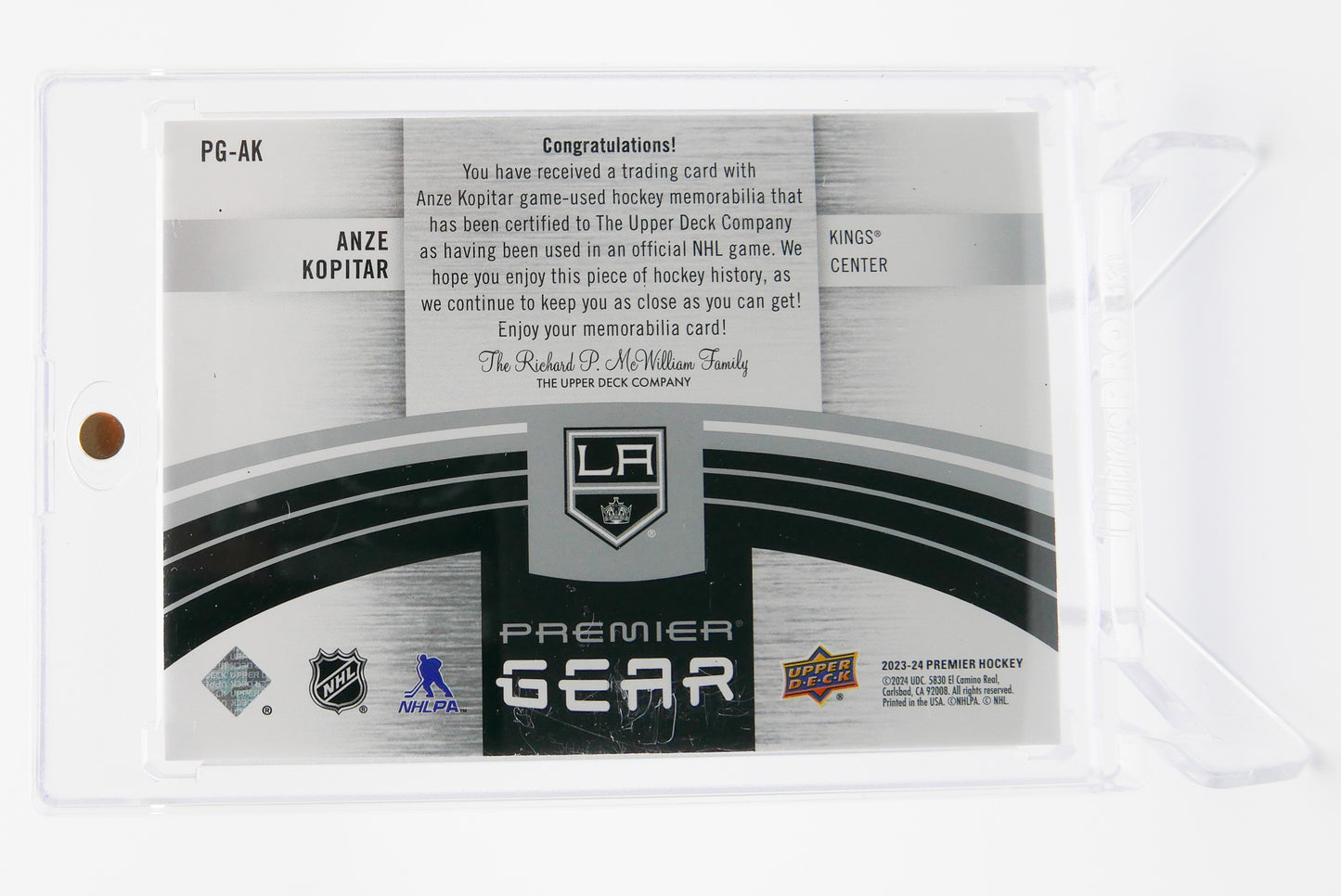 2022-23 Upper Deck Premier Gear Anze Kopitar 5-Color Relic #31/49
