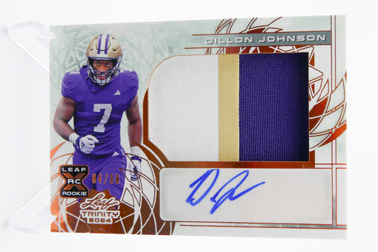 2024 Leaf Trinity Dillon Johnson Auto Patch RC /99 Washington Huskies