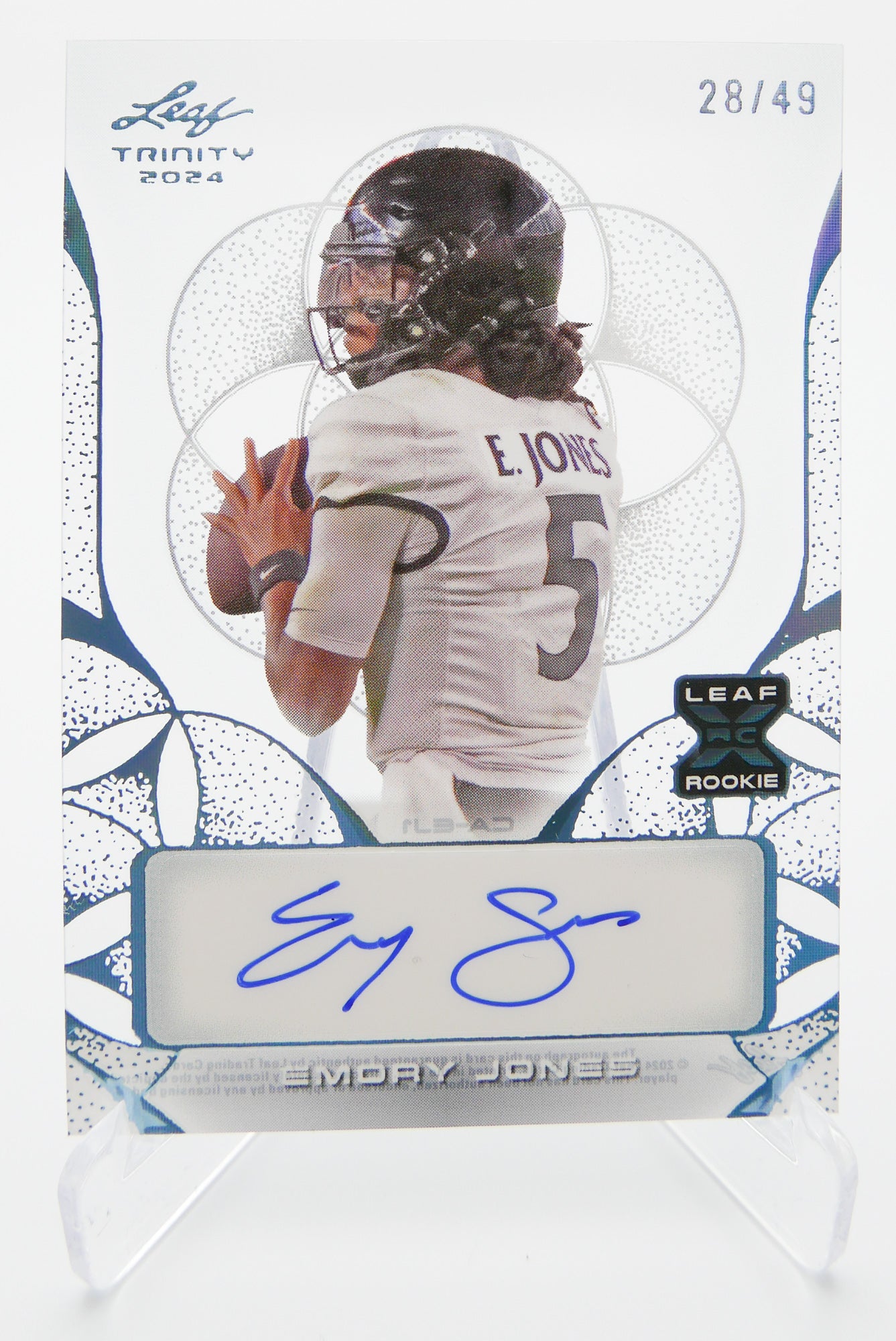 2024 Leaf Trinity Emory Jones Auto Rookie Card Blue 28/49 RC Autograph