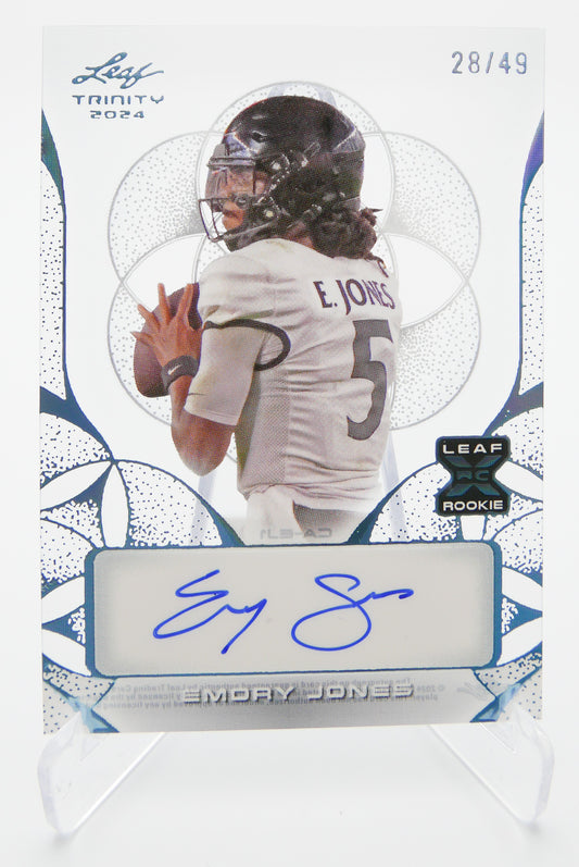 2024 Leaf Trinity Emory Jones Auto Rookie Card Blue 28/49 RC Autograph