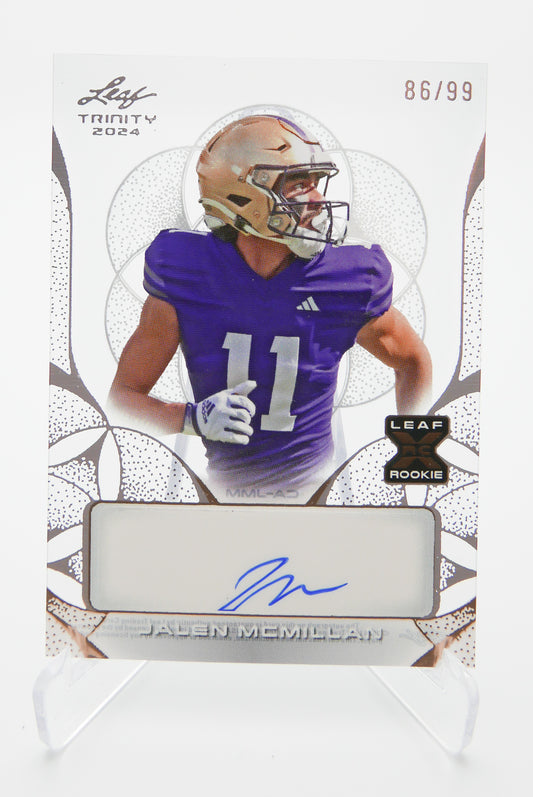 2024 Leaf Trinity Jalen McMillan Auto Rookie Card Silver 86/99 RC Autograph