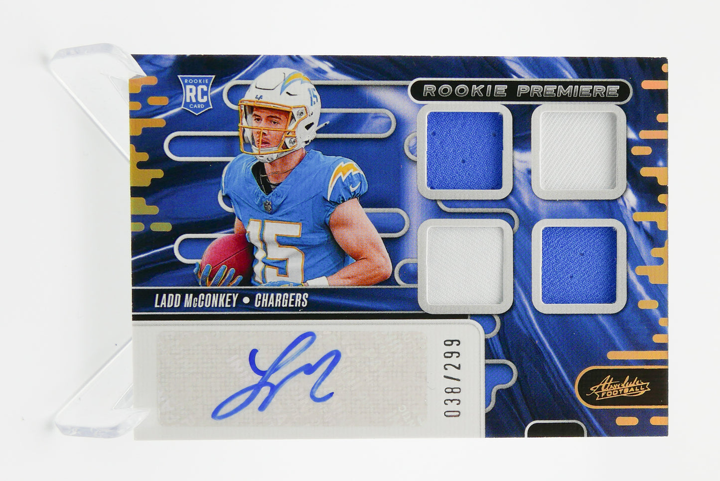 2024 Panini Absolute Ladd McConkey Auto RC Quad Relic 038/299 Rookie Premiere Chargers