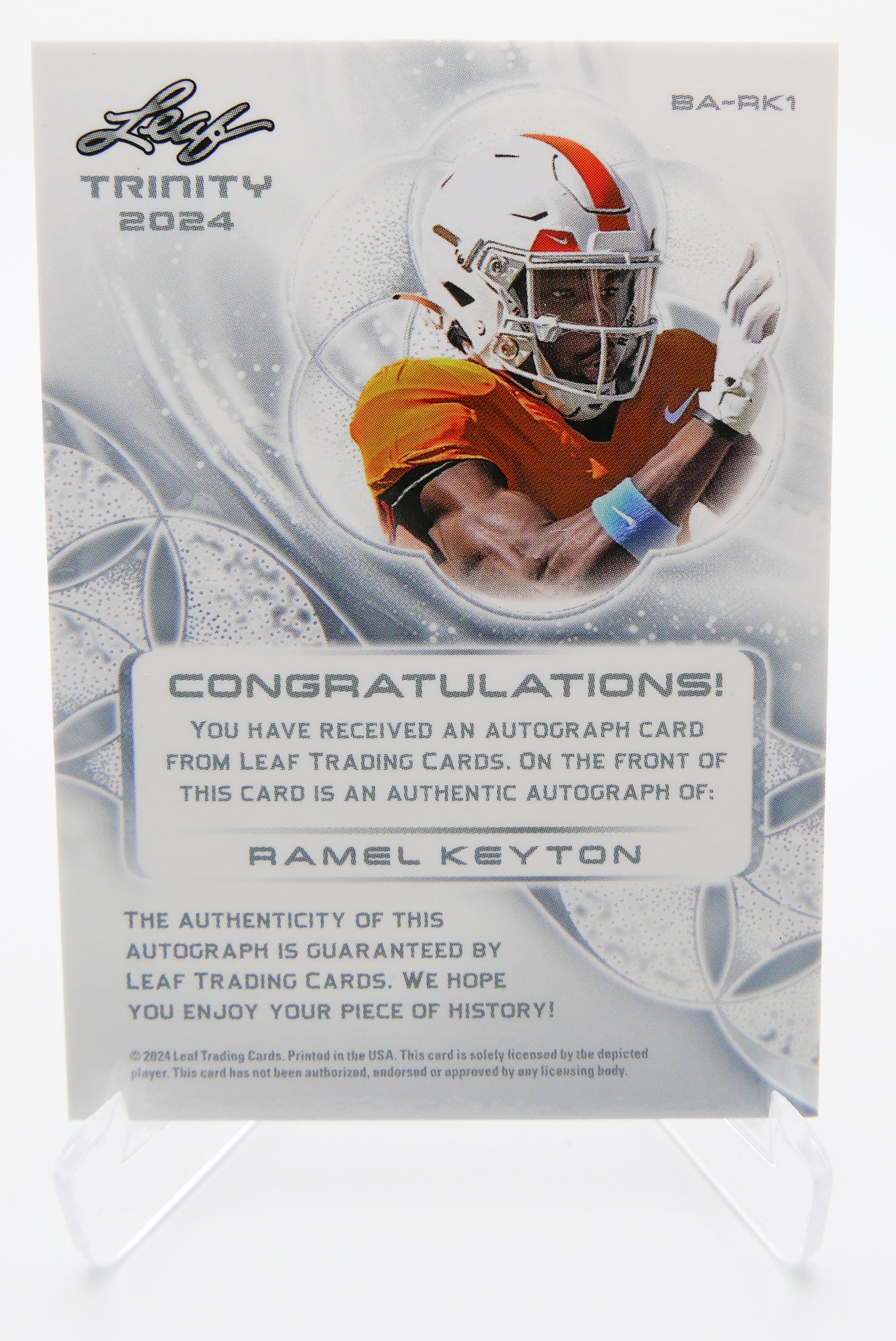 2024 Leaf Trinity Ramel Keyton Auto RC Rookie Orange Parallel #56/99