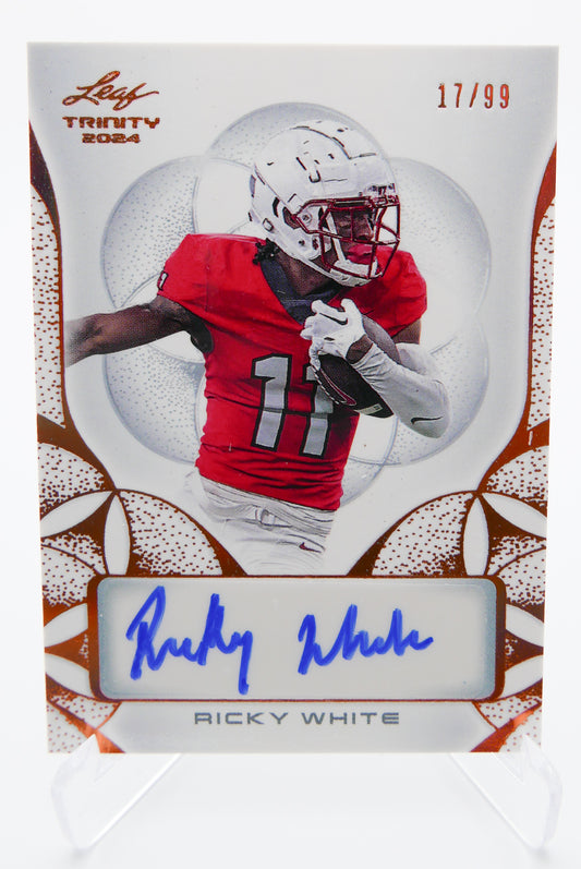 2024 Leaf Trinity Ricky White Auto RC #17/99 - Autograph Rookie Football Card