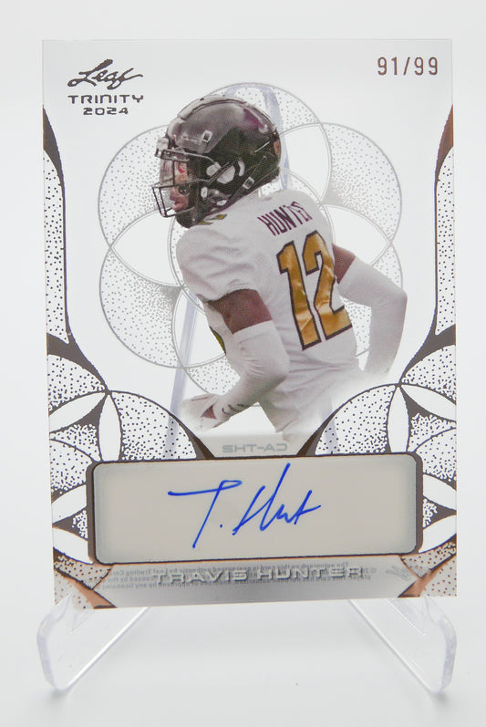 2024 Leaf Trinity Travis Hunter Auto Rookie Card Silver 91/99 RC Autograph