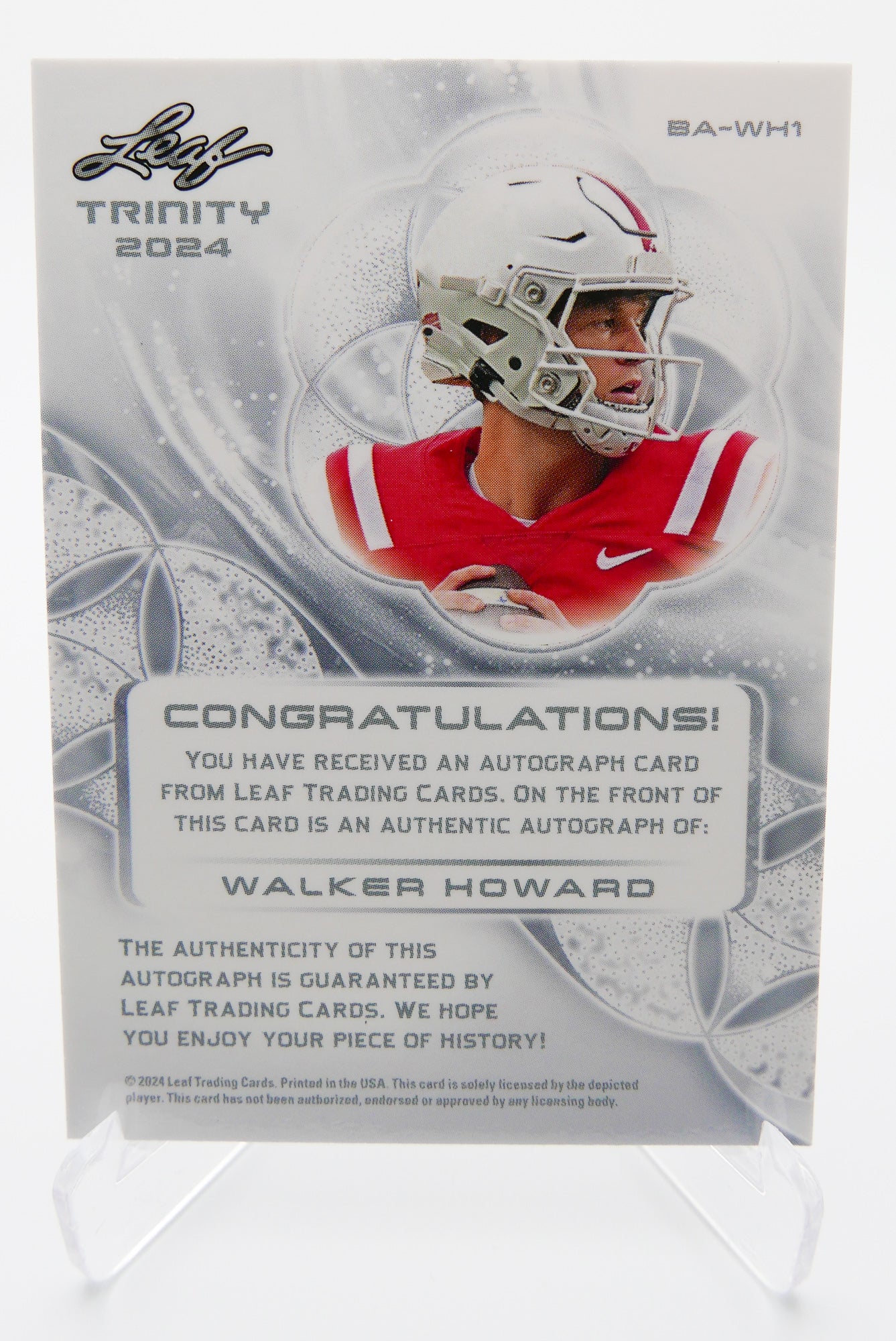 2024 Leaf Trinity Walker Howard Auto RC #72/99 - Autograph Rookie Card