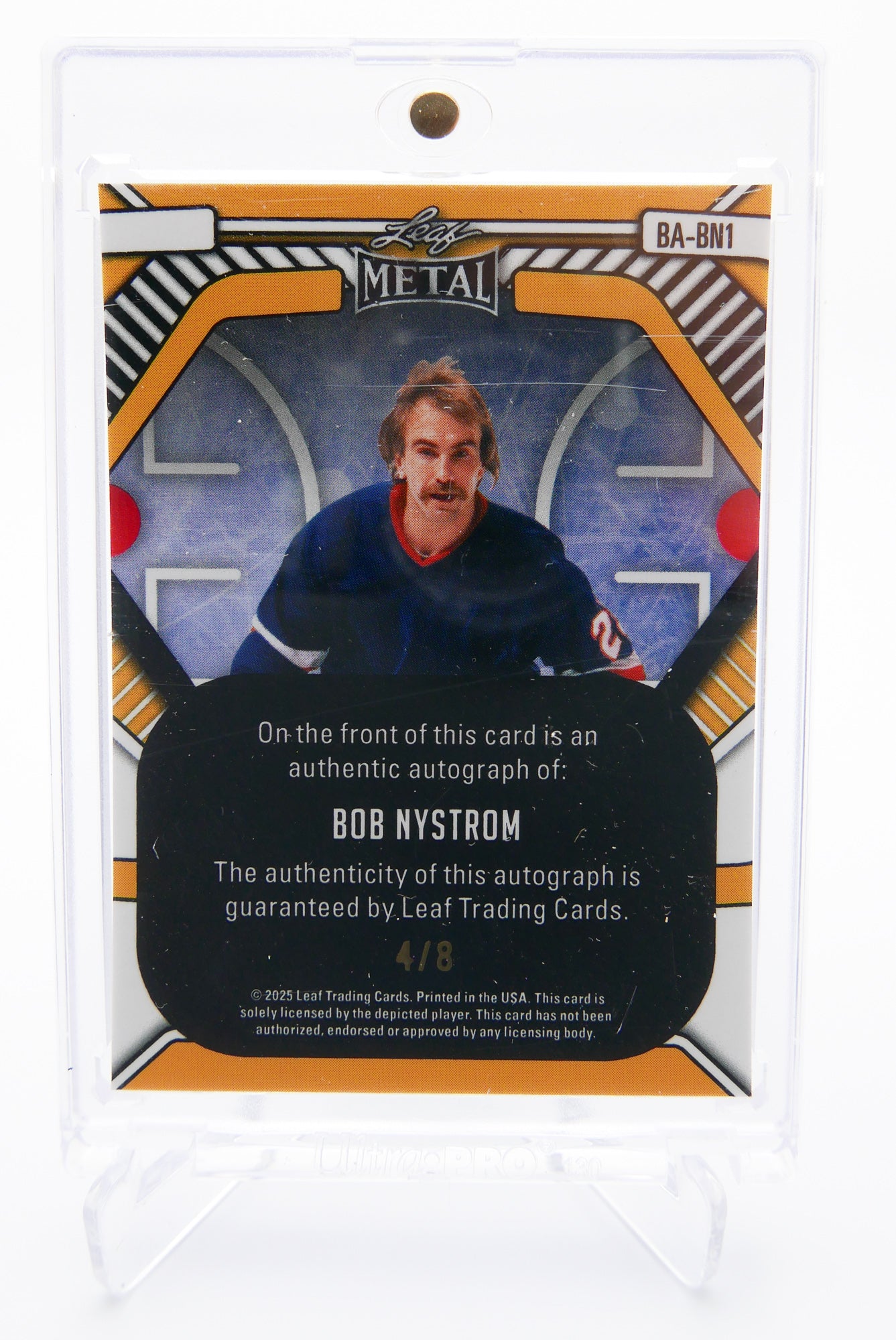 2025 Leaf Metal Bob Nystrom Autograph Blue Wave /8 – Islanders – #BA-BN1