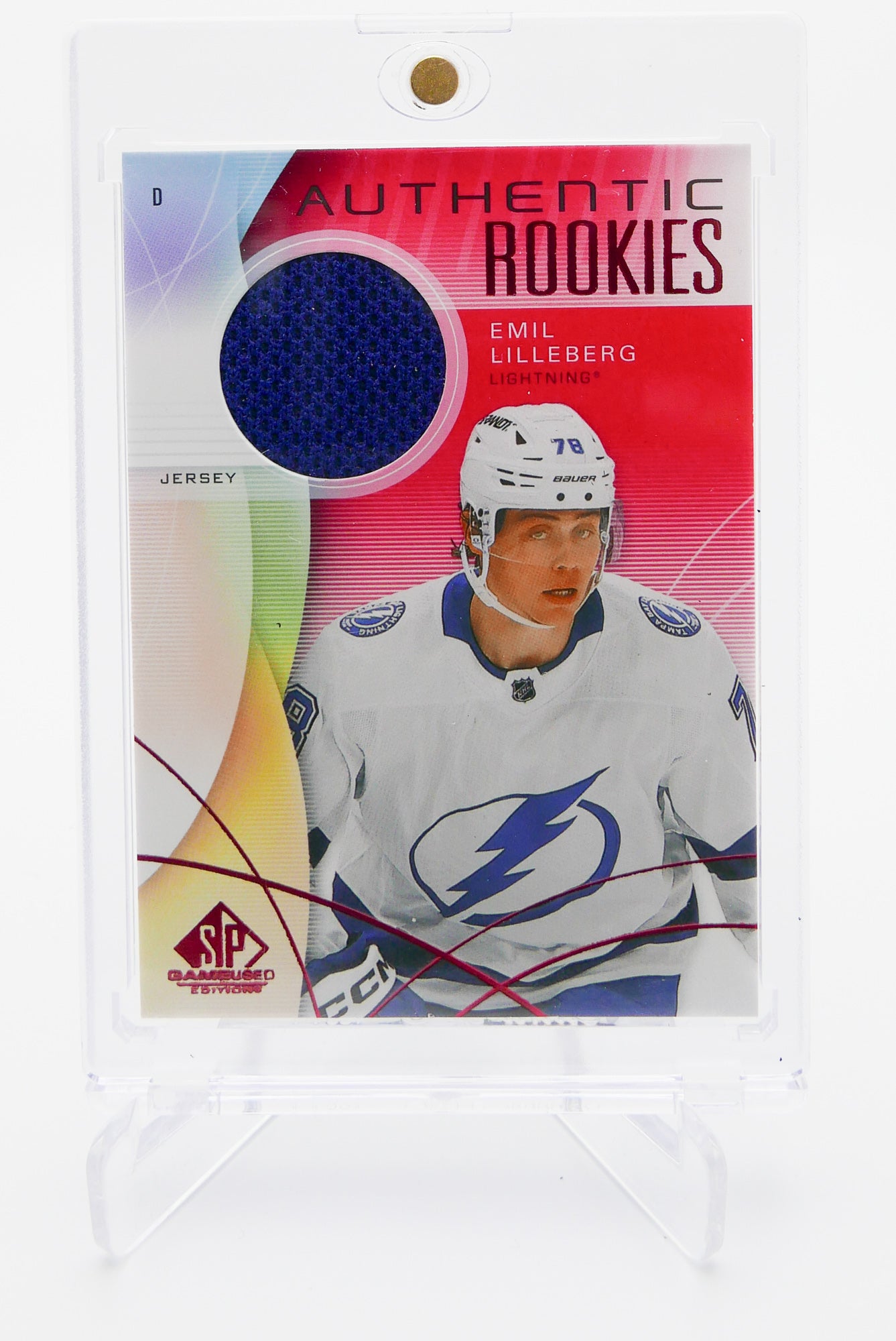 2024-25 SP Game Used Emil Lilleberg Jersey RC – Authentic Rookies – Lightning #246 – Blue Swatch