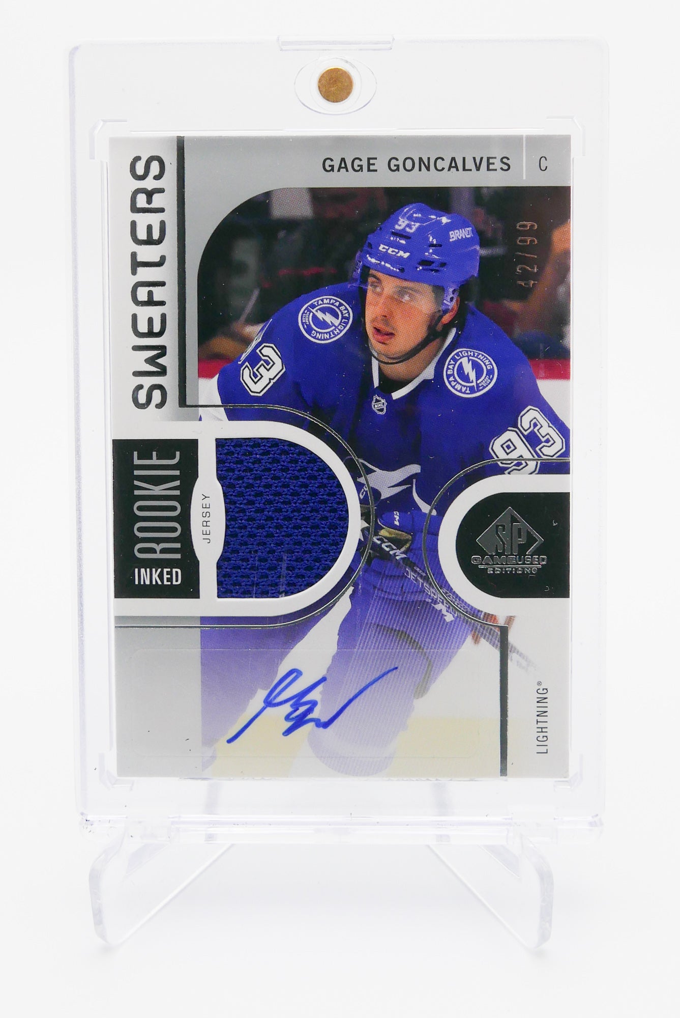 2024-25 SP Game Used Gage Goncalves Auto Jersey – Inked Rookie Sweaters – Lightning #IRS-GG