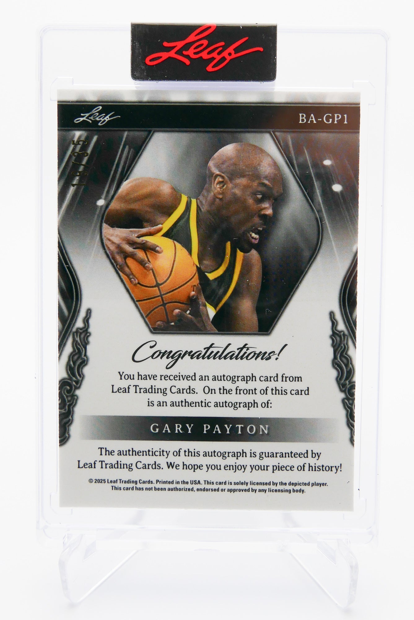2025 Leaf Sports Heroes Gary Payton Auto 19/35 HOF Autograph Sonics Legend The Glove
