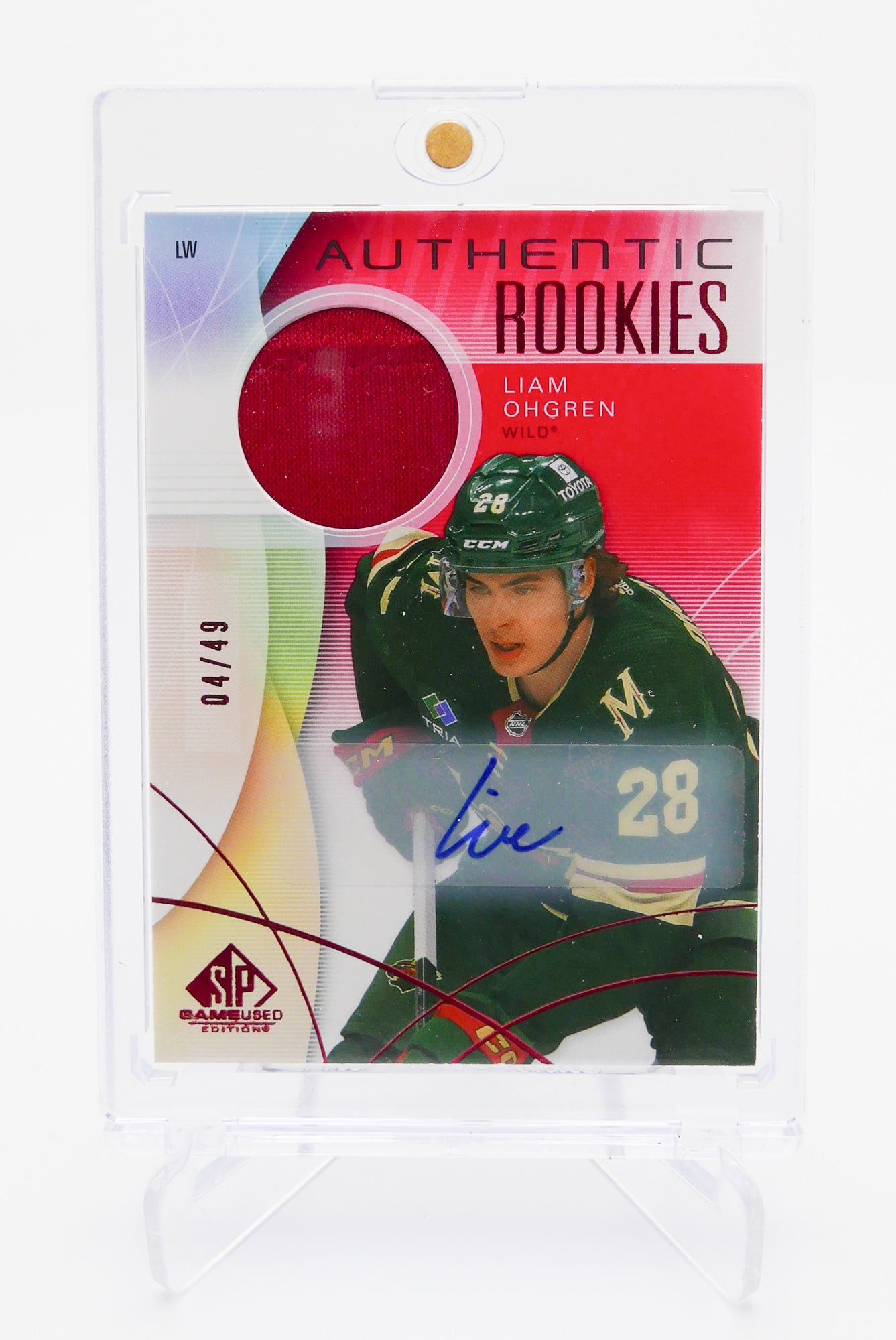 2024-25 SP Game Used Liam Ohgren Red Auto Jersey RC /49 – Authentic Rookies #04/49 – Wild