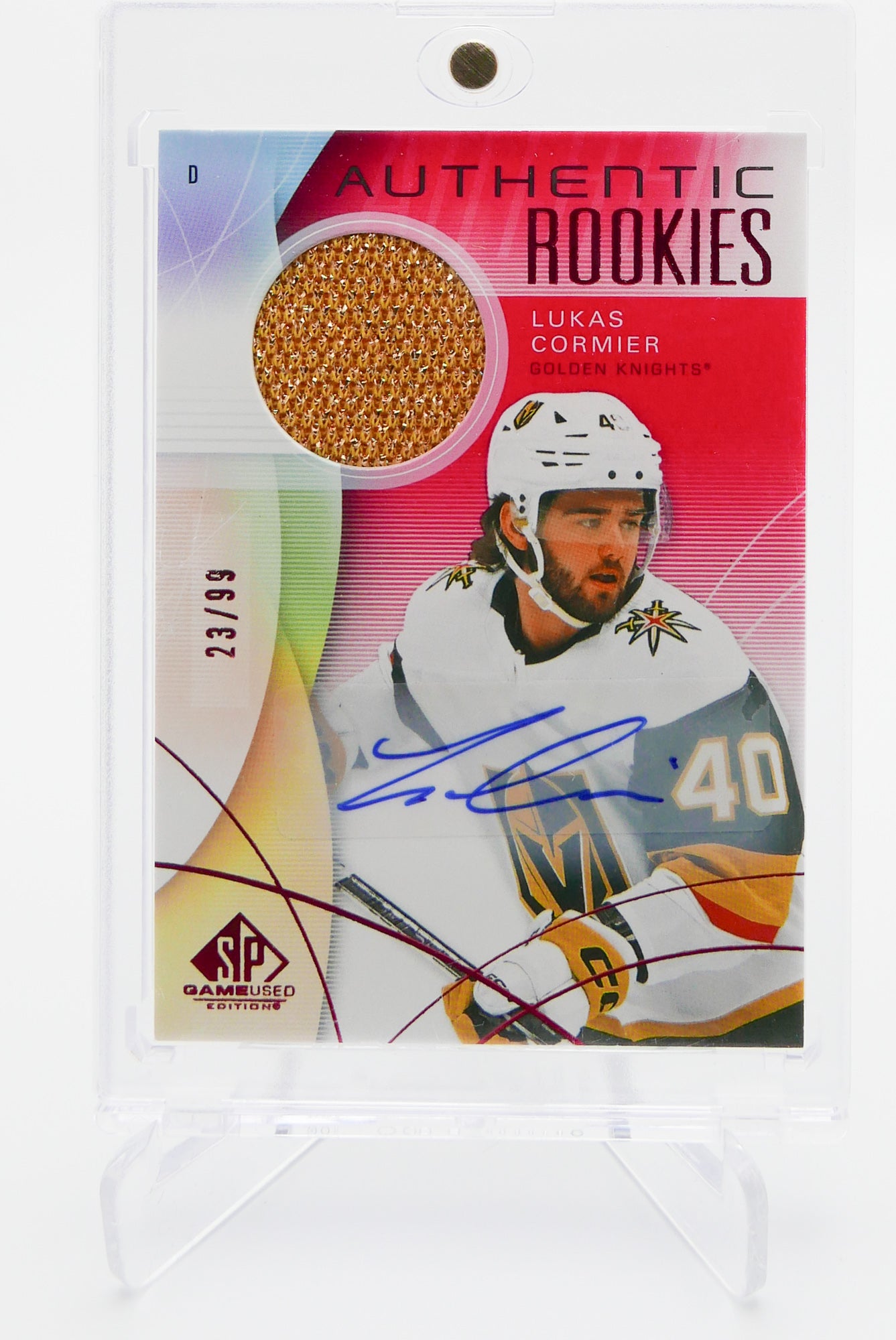 2024-25 SP Game Used Lukas Cormier Auto Jersey RC /99 – Authentic Rookies #23/99 – Golden Knights