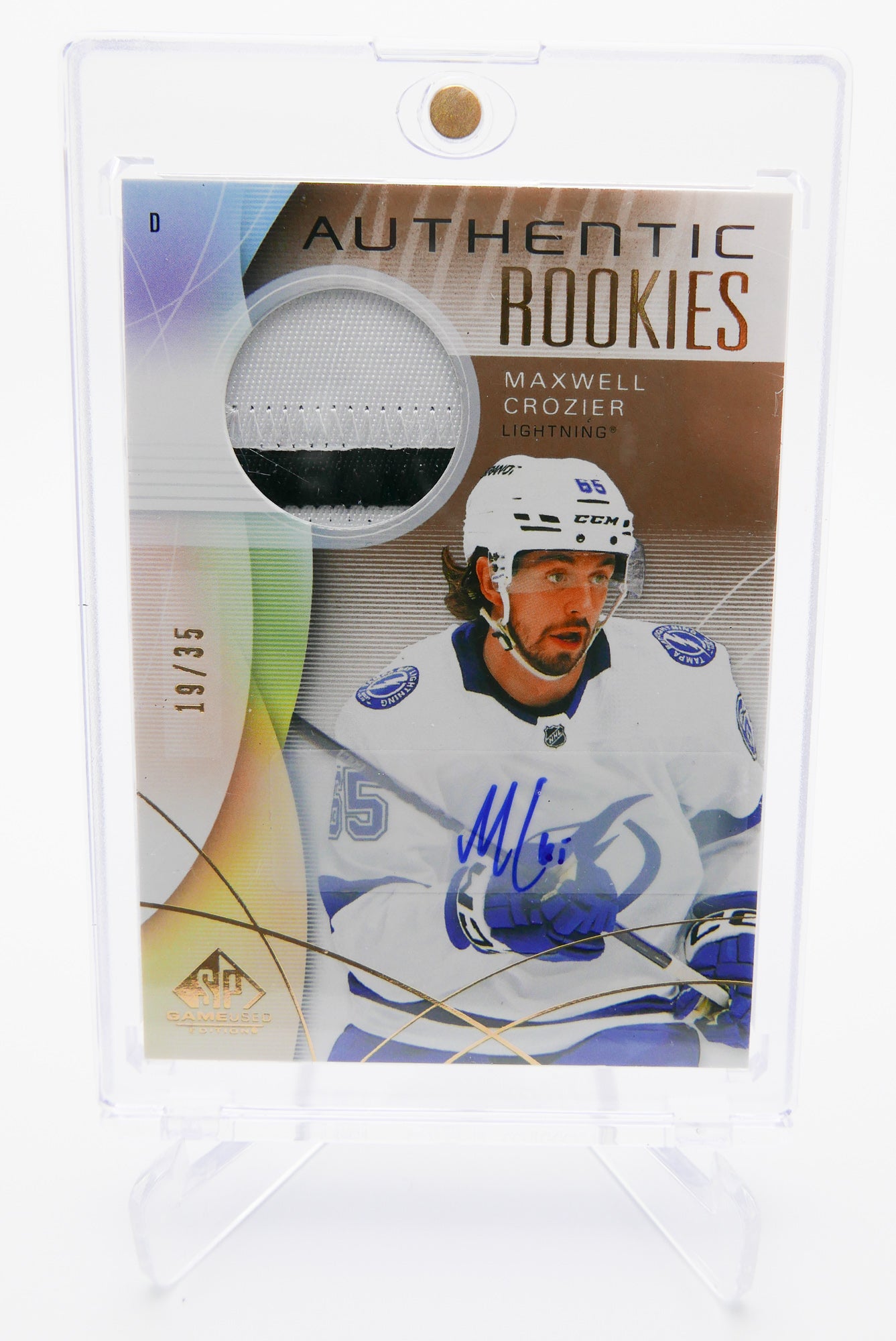 2024-25 SP Game Used Maxwell Crozier Gold Auto Jersey RC #249 – Authentic Rookies – Lightning