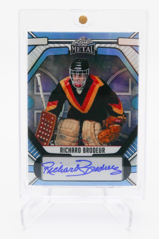 2025 Leaf Metal Richard Brodeur Auto #BA-RB2 – Blue Parallel /4 – Vancouver Canucks