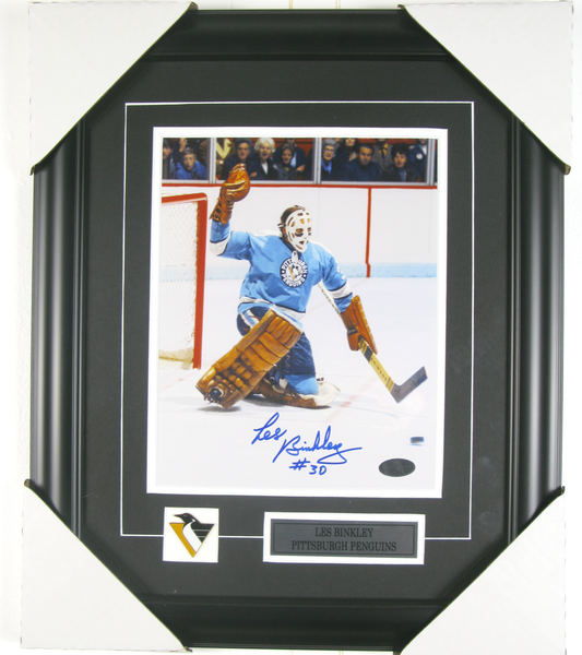 Les Binkley Autographed Photo – Pittsburgh Penguins – Framed Display