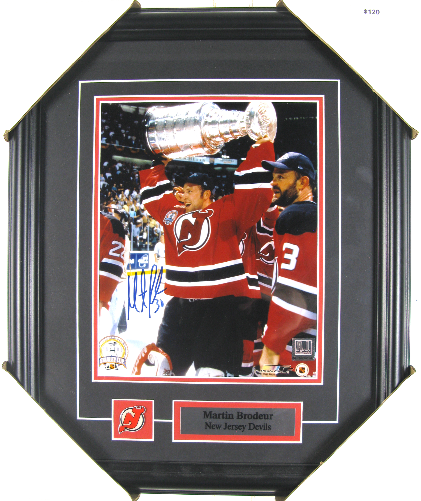Martin Brodeur Autographed Stanley Cup Photo – New Jersey Devils – Framed Display