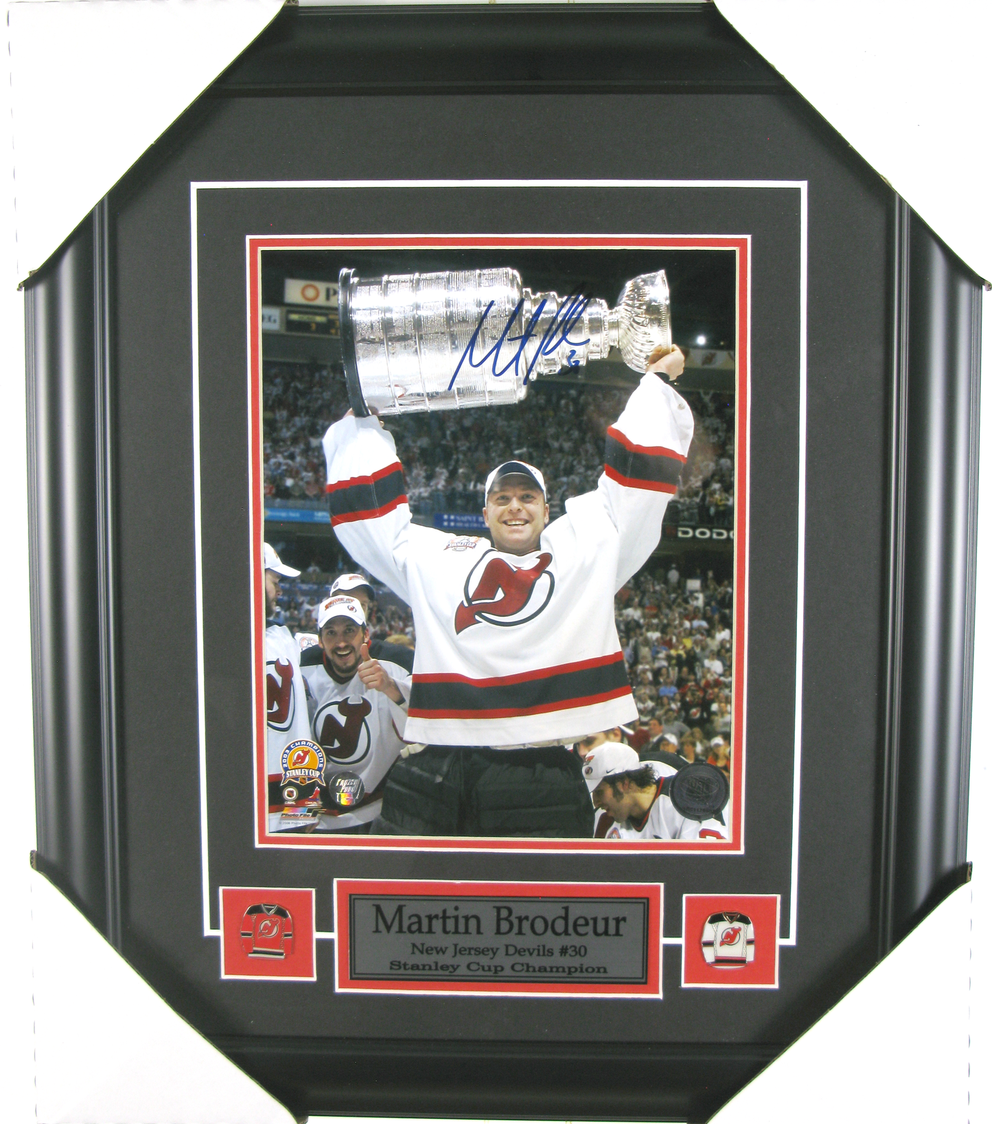 Martin Brodeur Signed Stanley Cup Celebration Framed Photo – New Jersey Devils #30