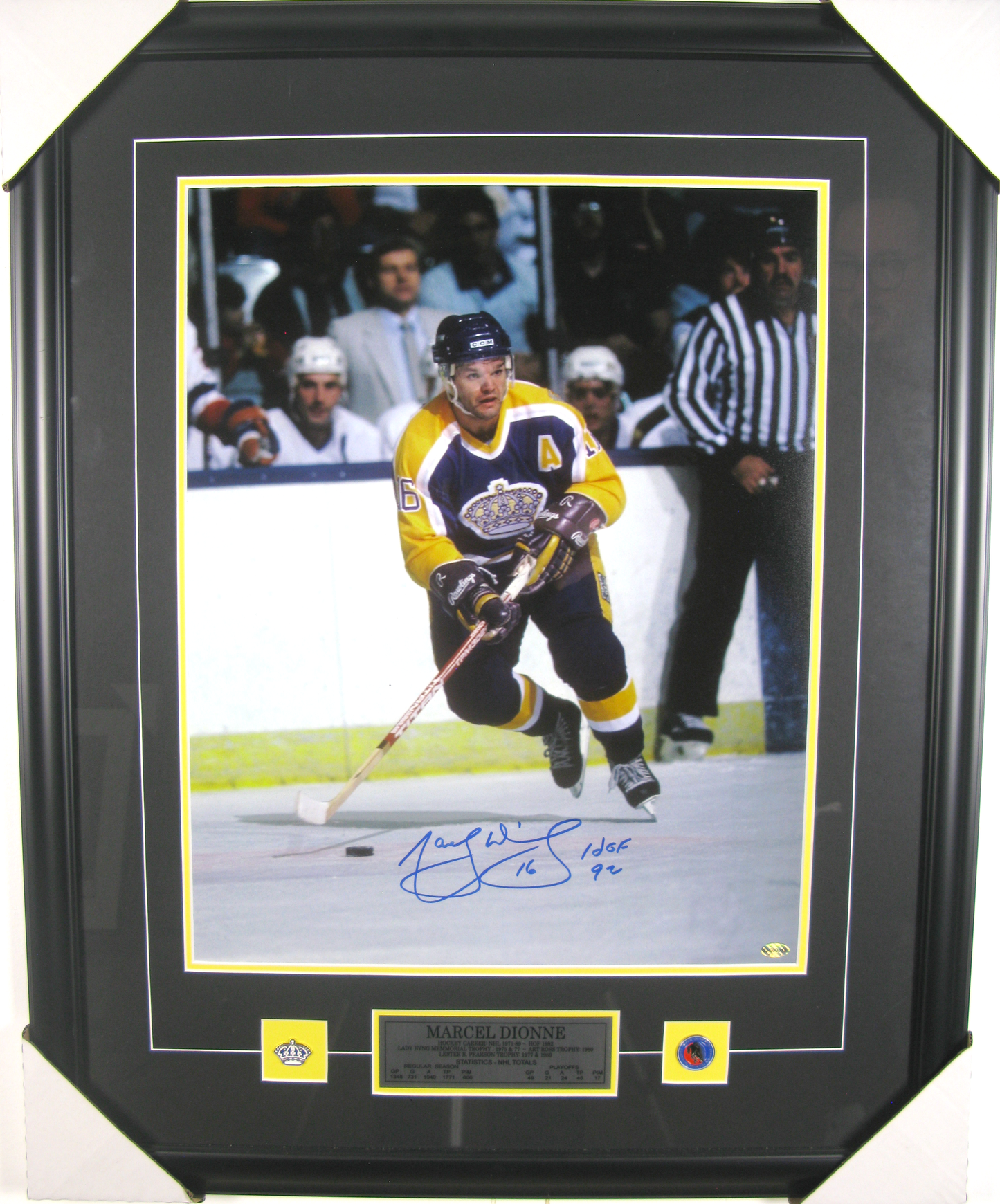 Marcel Dionne Signed Framed Photo – Los Angeles Kings #16 – HOF 1992 Autograph – NHL Legend