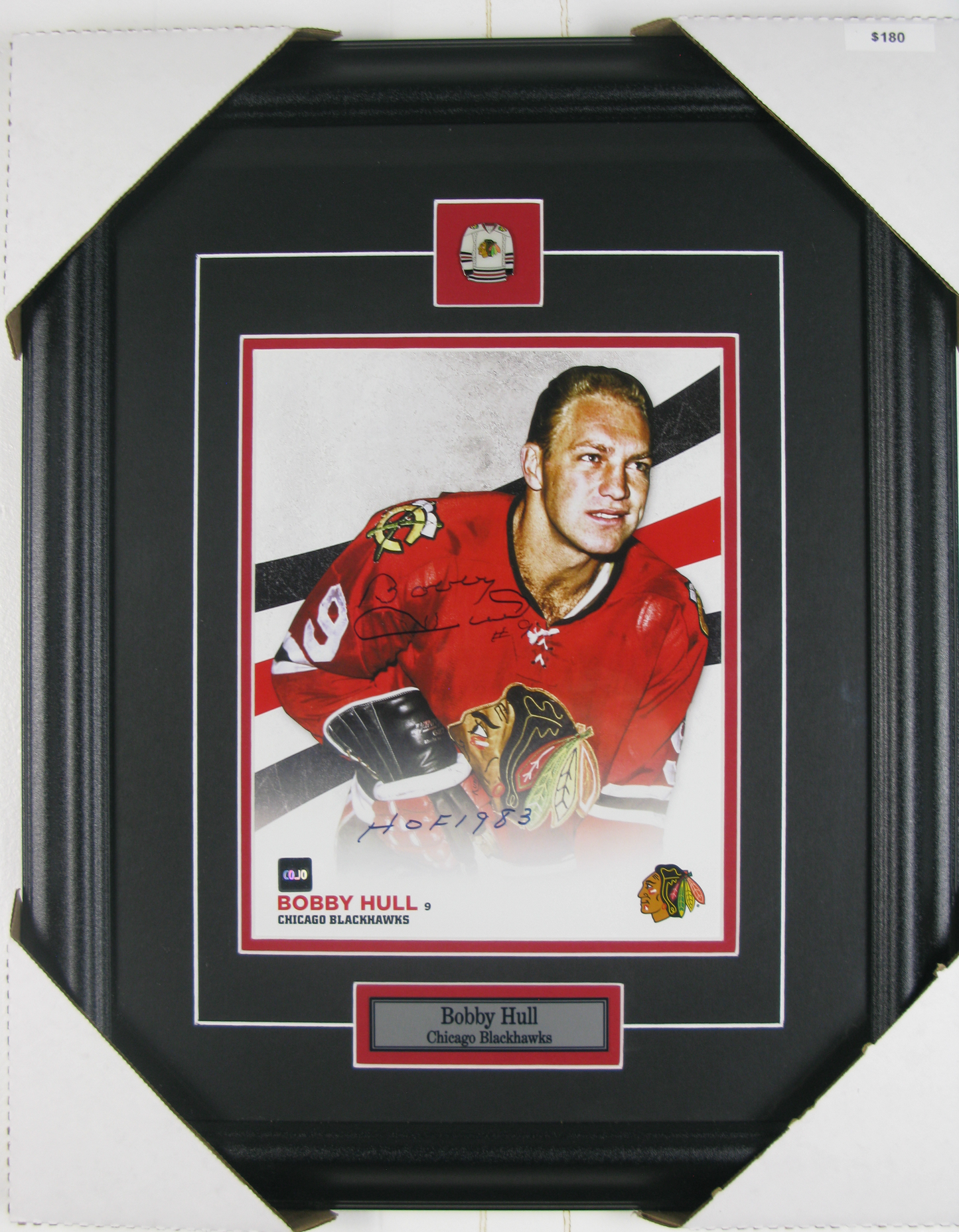Bobby Hull Autographed Photo – Chicago Blackhawks – “HOF 1983” – Framed Display