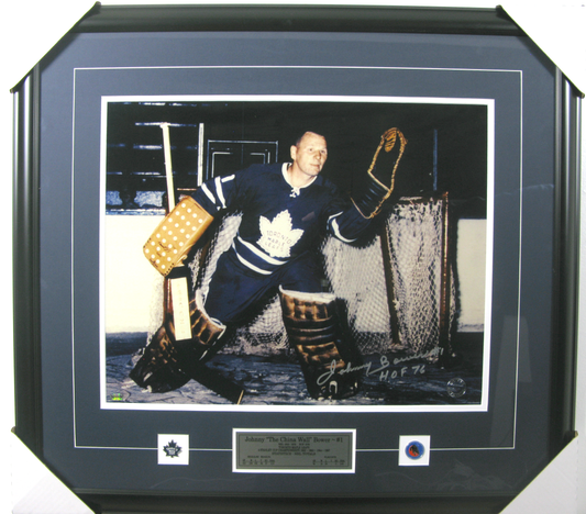 Johnny Bower Autographed Framed Photo – Toronto Maple Leafs “The China Wall” Legend