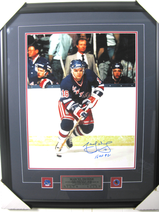 Marcel Dionne Autographed Framed Photo – New York Rangers Legend (#16, HOF ’92)