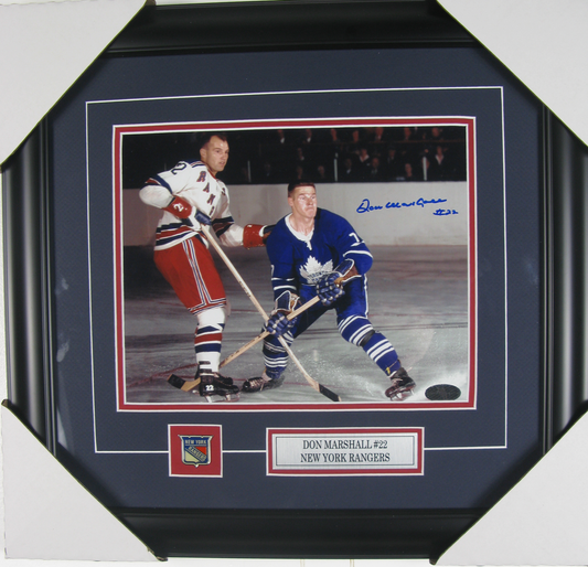 Don Marshall #22 Signed 8x10 Framed Photo – New York Rangers – Vintage NHL Autograph