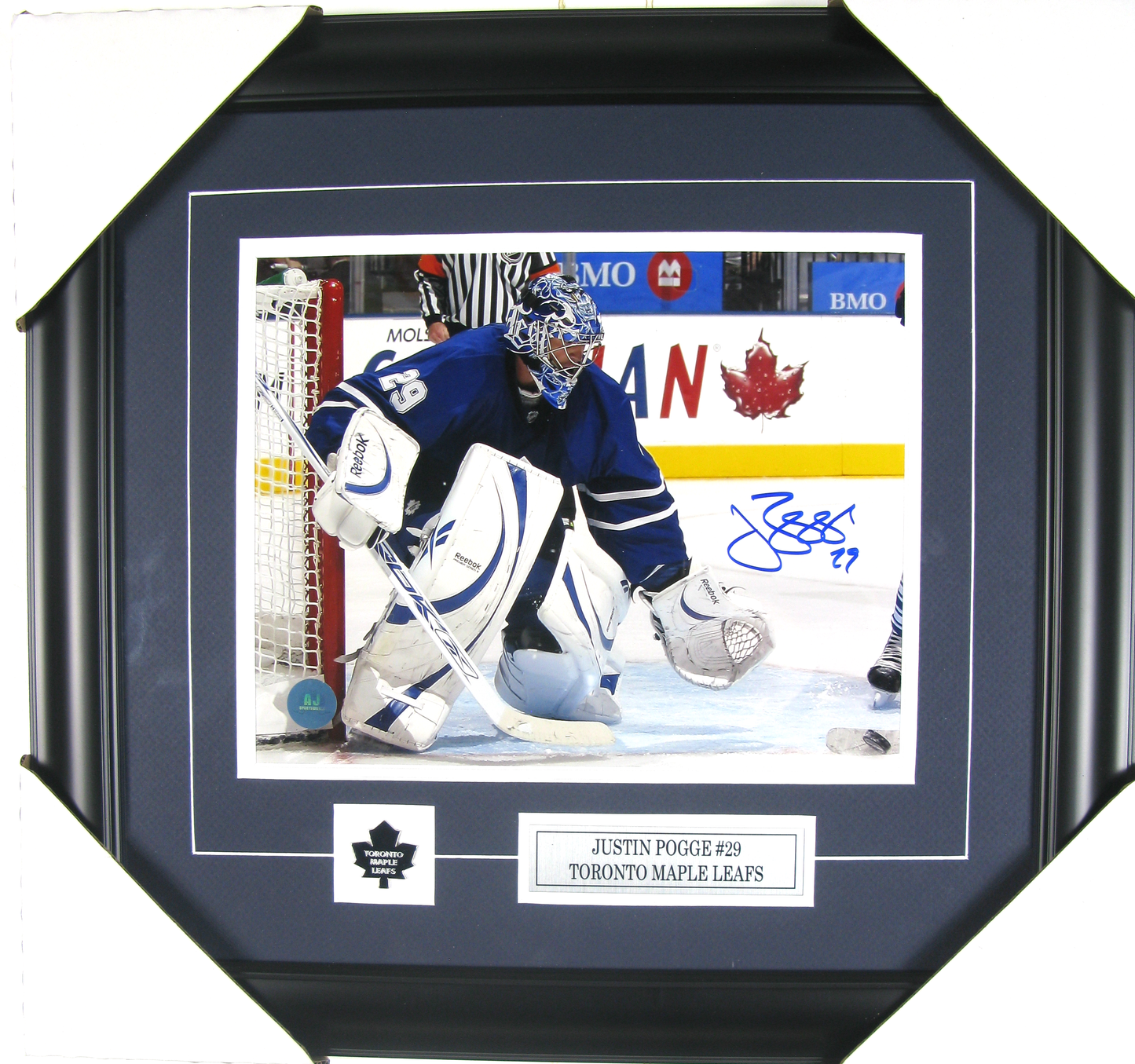 Justin Pogge Signed 8x10 Framed Photo – Toronto Maple Leafs #29 – Goalie Autograph Display