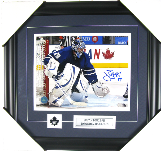Justin Pogge Signed 8x10 Framed Photo – Toronto Maple Leafs #29 – Goalie Autograph Display