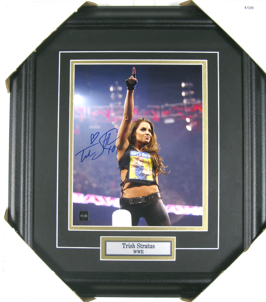 Trish Stratus Autographed Photo – WWE Hall of Famer – Framed Display